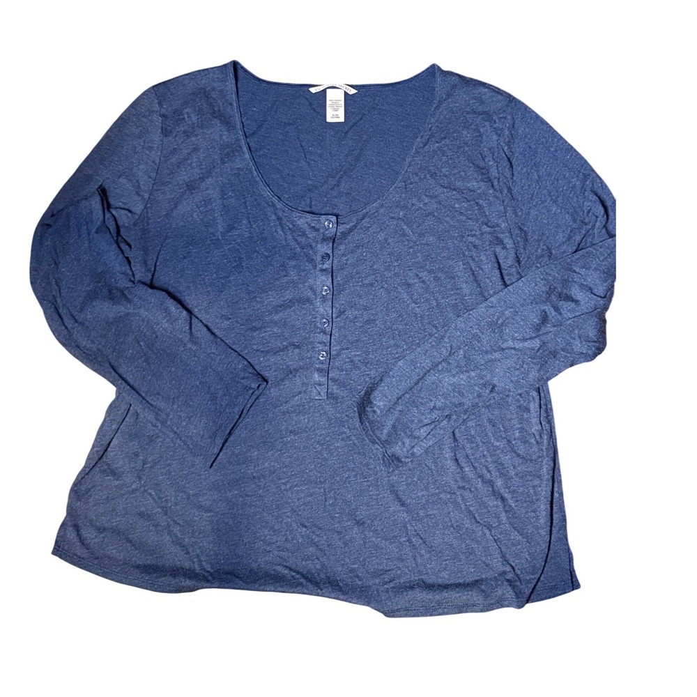Victoria's Secret Women's Blue Long Sleeve Henley Shirt XL